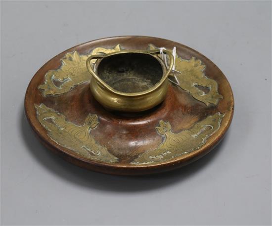 A Chinese bronze censer on associated Victorian stand